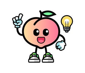 Peach get the idea mascot cartoon illustration