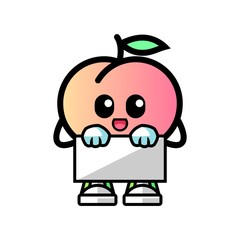 Peach hold banner mascot cartoon illustration