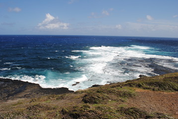 waves crashing on rocks