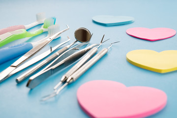 Dental tools use for dentist in the office or clinic.