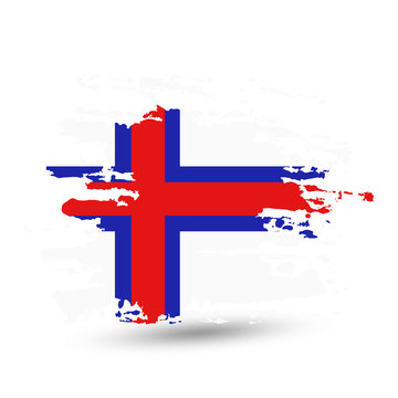 Grunge brush stroke with Faroe Islands national flag