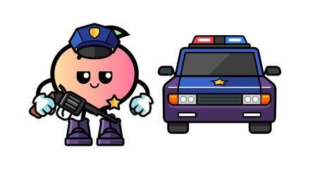 Peach police mascot cartoon illustration