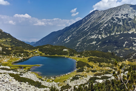 Amazing landscape of Panorama of Muratovo lake, Pirin Mountain, Bulgaria