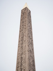 Hieroglyphics on Egyptian obelisk at Place de la Concorde, Paris.