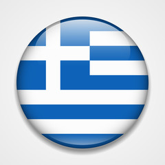 Flag of Greece. Round glossy badge