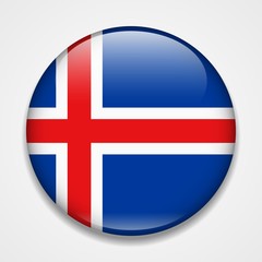 Obraz premium Flag of Iceland. Round glossy badge