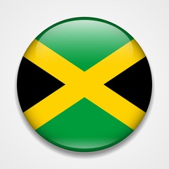 Flag of Jamaica. Round glossy badge