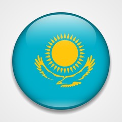 Flag of Kazakhstan. Round glossy badge