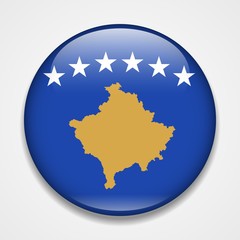 Flag of Kosovo. Round glossy badge