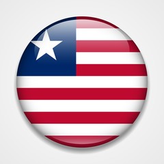 Flag of Liberia. Round glossy badge