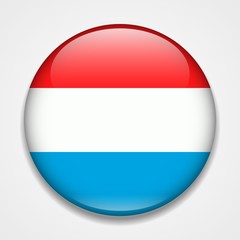 Flag of Luxembourg. Round glossy badge