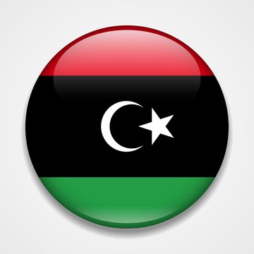Flag of Libia. Round glossy badge