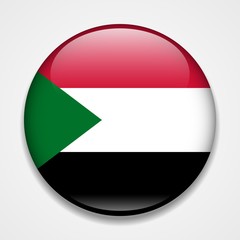 Flag of Sudan. Round glossy badge