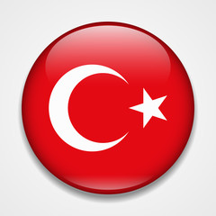 Obraz premium Flag of Turkey. Round glossy badge