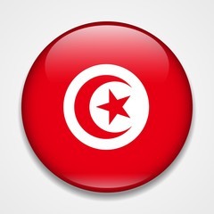 Flag of Tunisia. Round glossy badge