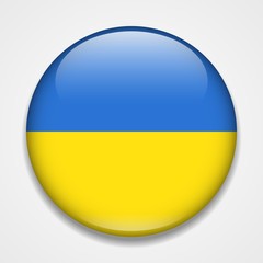 Flag of Ukraine. Round glossy badge
