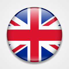 Great Britain, United Kingdom, England flag. Round glossy badge
