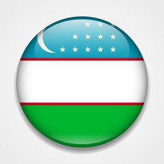 Flag of Uzbekistan. Round glossy badge