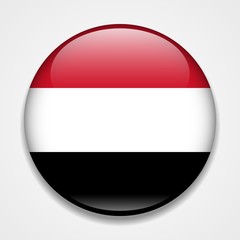 Flag of Yemen. Round glossy badge