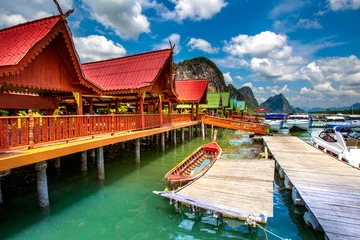 Gordijnen Thailand. Phuket Andaman Sea. Berth observation boats. Travel to © Grispb