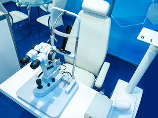 Eyesight check. Equipment for oculists. ophthalmologic clinic. Diagnosis and treatment of vision.