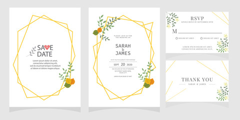 wedding card invitation with beauty flowers. Wedding Invitation floral invite Rsvp cute card vector Designs set