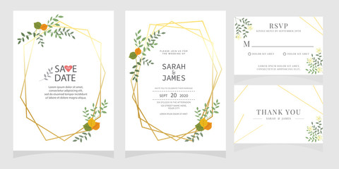 wedding card invitation with beauty flowers. Wedding Invitation floral invite Rsvp cute card vector Designs set