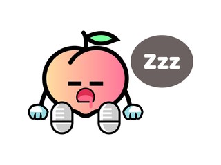 Peach sleep mascot cartoon illustration