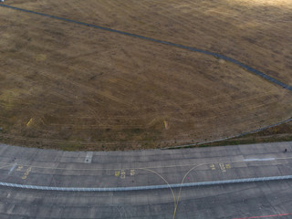 Airport airstrip, runway in Berlin by drone