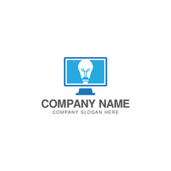 Computer idea logo design vector template