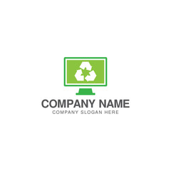 Environmentally friendly technology logo design vector template