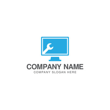Computer repair logo design vector template