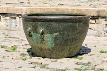 Fototapeta premium Copper cylinder in broken ground in the Eastern Royal Tombs of the Qing Dynasty, china