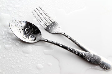 Fork and spoon as background