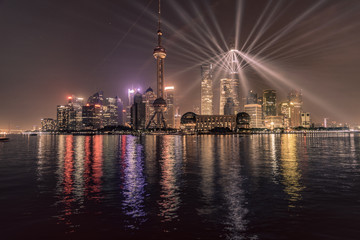 Naklejka premium late night city lights in shanhai