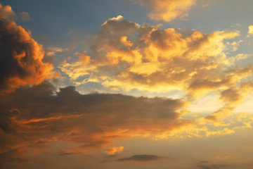 beautiful sunset and golden yellow sky, sky background.