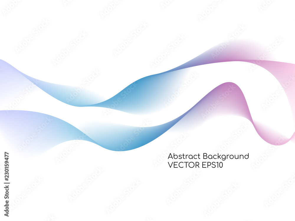 Poster Abstract vector colorful wave lines isolated on white background for design elements in concept of music, technology, modern
