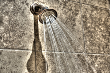 running water in shower