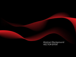 Abstract red wave lines isolated on black background in concept technology background or modern background