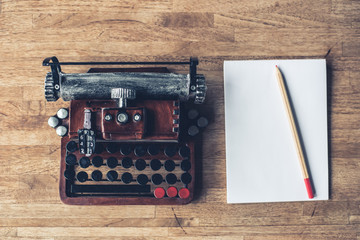 note book with typewriter