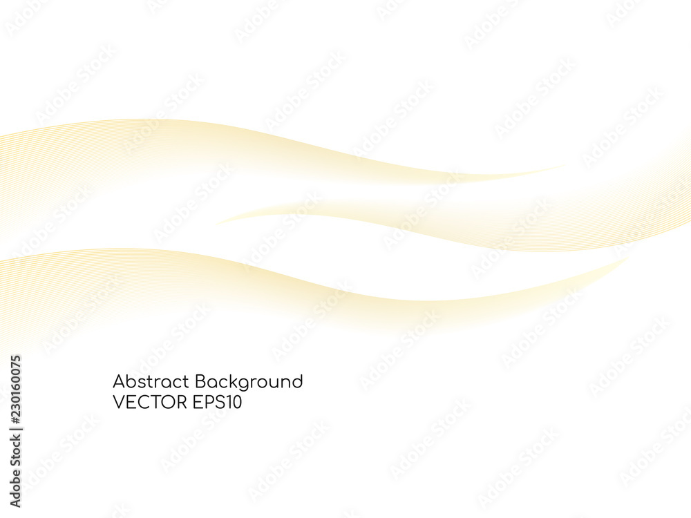 Aufkleber abstract gold wavy on white background with golden color smooth curves wave lines for luxury backgro