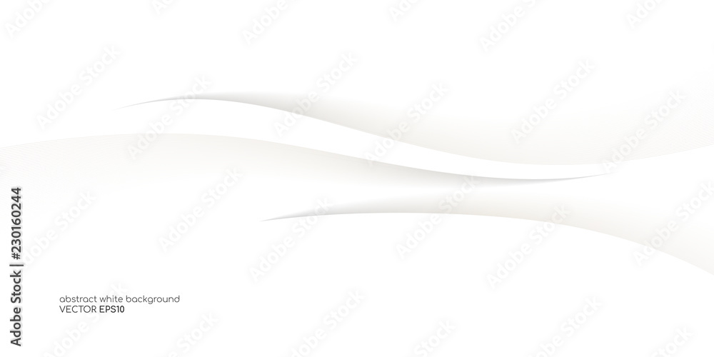 Aufkleber Abstract white background 3D concave wave texture smooth curve line with shadow.  For vector background, banner, divider, design element.