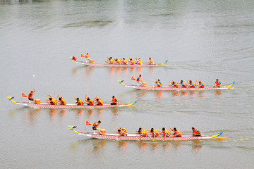 dragon boat race scene in Chinese traditional Dragon Boat Festival