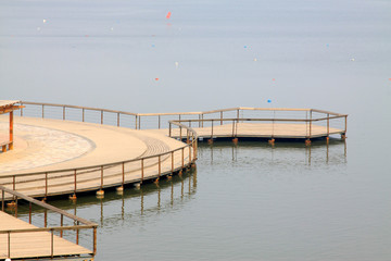 Wooden platform on the water