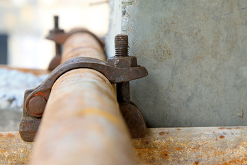 rusty metal scaffolding elements