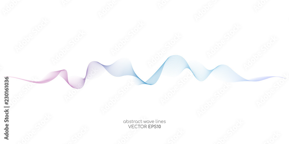 Aufkleber Abstract colorful wave lines flowing isolated on white background for vector design elements in concept of sound, music, technology, science.