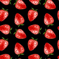 Strawberry. Decorative seamless pattern with red berries
