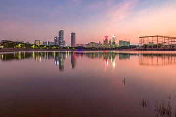 Naklejka premium City Nightscape of Xiangmihu Park, Shenzhen
