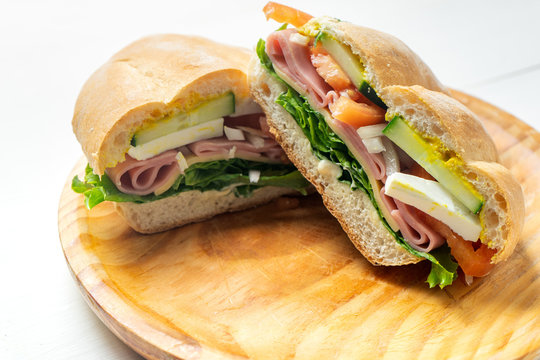 Mexican ham sandwich. "Torta"