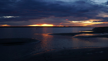 Sunset over the Amazonas River in Mocagua, Colombia.